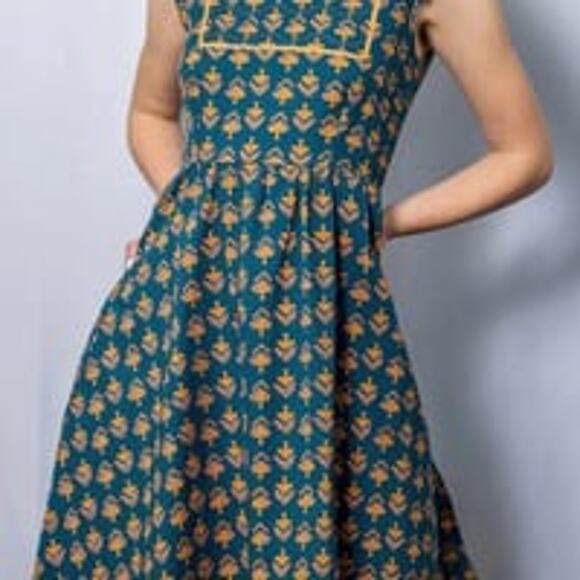 Mata Traders Dresses & Skirts - Mata Traders Cotton Teal Short Sleeve Fit and Flare Casual Dress Women’s Size M